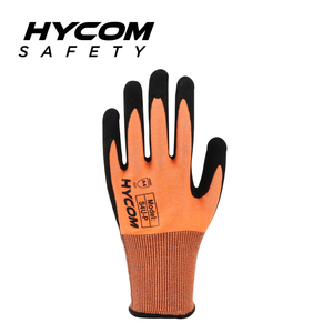 HYCOM 18G ANSI 4 Schnittfestes Handschuh-Recyclinggarn mit Palm Sandy Nitril-Beschichtung. PSA-Handschuhe